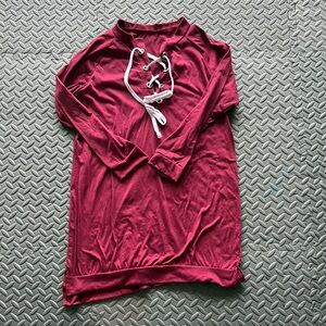 Women's Burgundy Lace-Up Dress